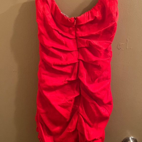 Zara Ruched Red Dress Size Large - Picture 2 of 2